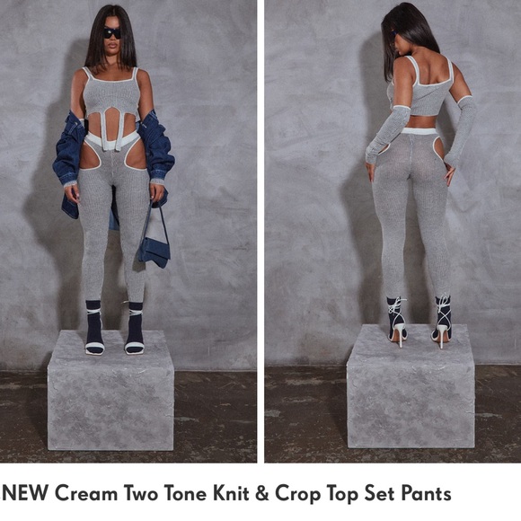 PLT 3 piece knit set, top/pants/sleeves - Picture 1 of 3